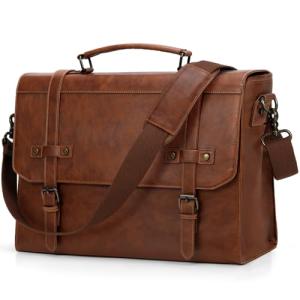 Leather Messenger Bag for 17.3 Inch Laptop