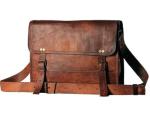 Vintage Leather Laptop Messenger Bag with Adjustable Strap