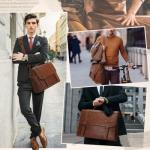 Leather Messenger Bag for 17.3 Inch Laptop
