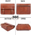 Vintage Leather Laptop Messenger Bag with Adjustable Strap