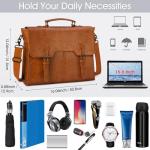 Brown Waterproof Leather Laptop Messenger Bag