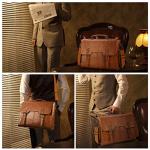 Brown Waterproof Leather Laptop Messenger Bag