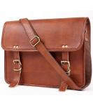 Vintage Leather Laptop Messenger Bag with Adjustable Strap