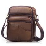 Men's Brown Leather Messenger Shoulder Bag