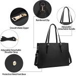 Stylish Black Leather Laptop Tote for Women