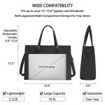 Stylish Black Leather Laptop Tote for Women