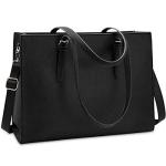 Stylish Black Leather Laptop Tote for Women
