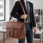 KPL 18 Inch Leather Laptop Messenger Bag
