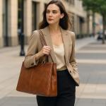 Stylish Brown Laptop Tote Bag for Women