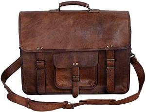 Versatile 18 Inch Leather Laptop Messenger Bag