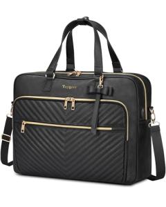 Stylish 17" Leather Laptop Tote with USB