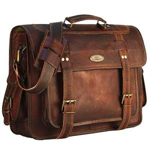 HULSH Full Grain Leather Laptop Messenger Bag