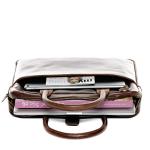 Real Leather Large Laptop Shoulder Bag in Brown