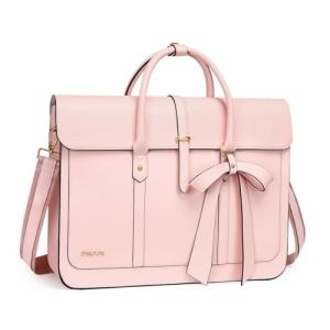 Stylish Pink PU Leather Laptop Bag for Women