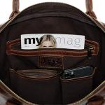 Real Leather Large Laptop Shoulder Bag in Brown