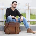 HULSH Full Grain Leather Laptop Messenger Bag