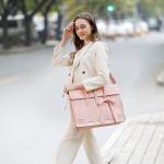 Stylish Pink PU Leather Laptop Bag for Women