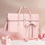 Stylish Pink PU Leather Laptop Bag for Women