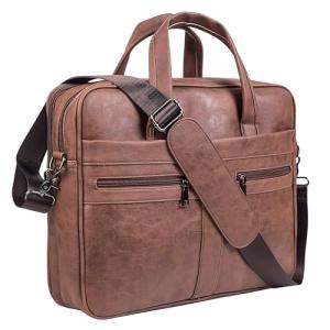 Men's Leather Laptop Briefcase for Business Travel