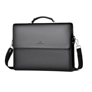 Stylish Black PU Leather Laptop Briefcase for Men