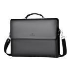 Stylish Black PU Leather Laptop Briefcase for Men