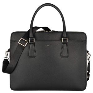 David Jones Men's Black Leather Laptop Briefcase
