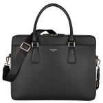 David Jones Men's Black Leather Laptop Briefcase