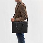 David Jones Men's Black Leather Laptop Briefcase