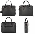 David Jones Men's Black Leather Laptop Briefcase