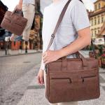 Men's Leather Laptop Briefcase for Business Travel