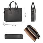 David Jones Men's Black Leather Laptop Briefcase