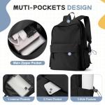 Lightweight Black School Backpack for Women and Teens