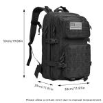 Large 45L Military Tactical Backpack with Patches