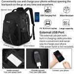 Large 55L Laptop Backpack with USB Charging Port