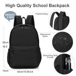 Lightweight Classic Black School Backpack for Teens