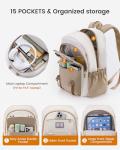 LOVEVOOK Women's Waterproof Laptop Backpack - Khaki