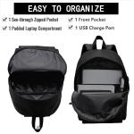 Cool Black School Backpack with USB Charging