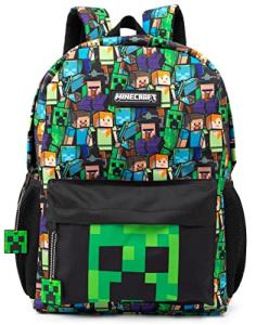Minecraft Boys Black Backpack with Fun Gamer Prints
