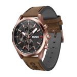 HUGO Men’s Quartz Watch with Brown Leather Strap