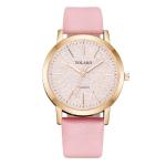 Stylish Pink Leather Strap Women's Quartz Watch