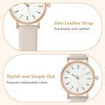 Women's Leather Quartz Watch with White Dial