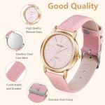 Stylish Pink Leather Strap Women's Quartz Watch
