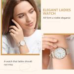 Women's Leather Quartz Watch with White Dial