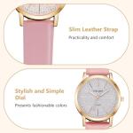 Stylish Pink Leather Strap Women's Quartz Watch