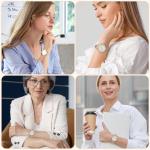 Women's Leather Quartz Watch with White Dial