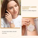 Stylish Pink Leather Strap Women's Quartz Watch