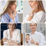 Stylish Pink Leather Strap Women's Quartz Watch