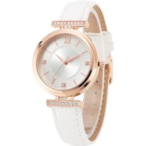Elegant Women's Quartz Watch with White Leather Strap