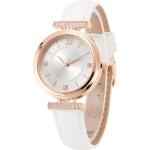 Elegant Women's Quartz Watch with White Leather Strap