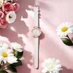 Elegant Women's Quartz Watch with White Leather Strap